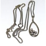925 silver necklace pendant with a tear drop pendant
