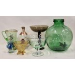 Large collection of various clear and coloured glassware.