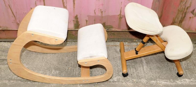 2 x designer ergonomic padded kneeling stools.