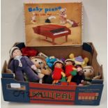 Collection of vintage and modern toys to include boxed baby piano.