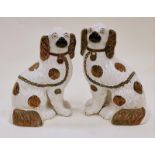 Pair of early Staffordshire flat back Spaniels 15cm tall