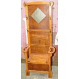 Vintage Oak mirror back hall stand with box seat and lift lid and coat hooks 180x75x35cm