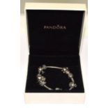 Genuine Pandora 925 ALE bracelet with 9 Pandora charms (boxed)