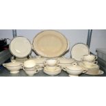 Large quantity of "Newhall" dinner ware to include tureens and meat serving plates. Two boxes.