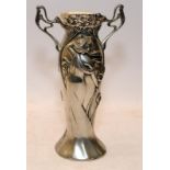 Art Nouveau Serenity vase in pewter by A.E Williams of Birmingham. 20.5cms tall
