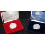2 x Royal Mint Silver Proof £5 Five Pound Crowns. 2001 and 2002. Both cased with certificates