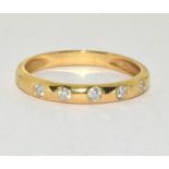 18ct gold ladies diamond set wedding band size K