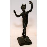 Bronze figure of a dancing faun, Pompeii attribution to base. 16cms tall