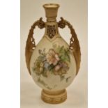 Alexandre blush chine twin handled vase with gilt decoration 5727, 26cm tall 14cm wide 11cm deep