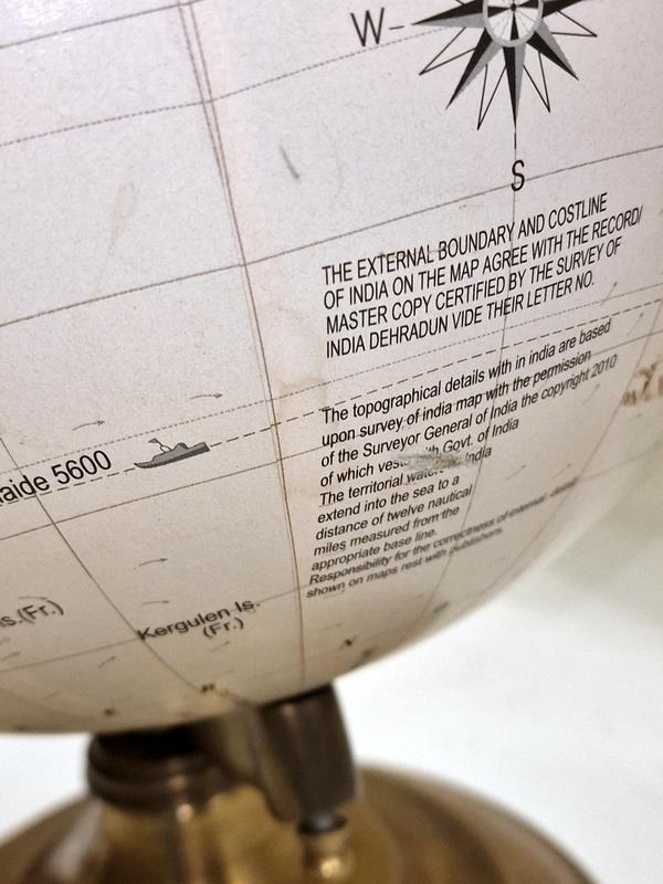 Rotating globe of the world on stepped brass stand 12 inch diameter. - Image 3 of 3