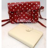 Zatchels red/white polka dot satchel with slipcase c/w a boxed workmate organiser