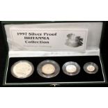 1997 Royal Mint silver proof Britannia four coin collection. Cased with certificate