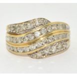 9ct Gold Ladies Vintage Diamond Set Cluster Ring. approx 0.5ct Size R