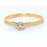 9ct Gold Ladies Diamond Solitaire Ring. Size N