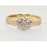 A 9ct gold Diamond daisy ring size N