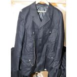 3 sets of HM Prison Service uniform jackets and trousers c/w 1 uniform cap (missing badge)