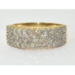 9ct Gold Ladies Diamond Bar Ring. approx 0.5ct Size P