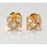 Diamond earrings approx 1.00ct set in 5 grams 22ct gold, Boxed.