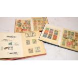 3 x small stock books with a selection of world stamps