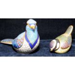 Royal Crown Derby imari paperweights - Blue Tit with special 21st anniversary stopper and Blue Jay