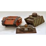 Collection of models of tanks. Two of which are constructed from wood (3).