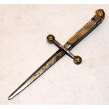 Vintage unmarked ceremonial dagger with Mother of Pearl handle and gilt lions head finial