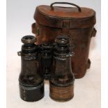 Pair of French made WW1 British Military issue binoculars in G&R Brinsley case dated 1916