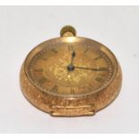 18ct gold fob watch with roman numeral dial working when cataloged