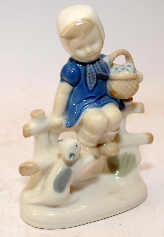 Set of Poole Pottery eggcups together with a covered dish c/w a Copenhagen figure of a Girl with a - Image 2 of 4