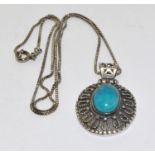 Turquoise native american 925 silver pendant.