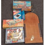 Collection of vintage toys and games to include Galoob Star Wars Micro Machines set and vintage