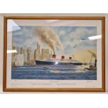 Ltd Edition print of "Normandie" entering New York no 145/500 by Andrew Dibben signed 55x75cm