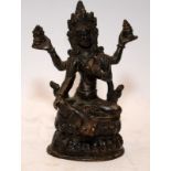 Vintage Tibetan bronze figure of the Goddess Bashundhara. 10cms tall