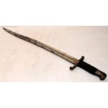 19thC sword bayonet manufactured by German company Peter D Luneschloss. Blade length 58cms, o/all