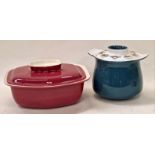Poole Pottery Blue Moon mushroom casserole small stew pot together with Poole Pottery Twin Tone