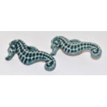 2 x 1970's Poole Pottery seahorse brooches.