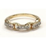 Snaffle link designer gold on 925 silver ring size N.