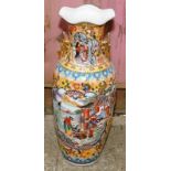 Large oriental baluster vase with gilded decoration and twin handles 60x25cm