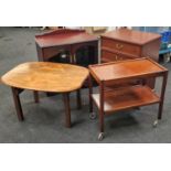 Mahogany coffee table,tea trolley, 4 draw COD, together a TV cabinet a lot (4)