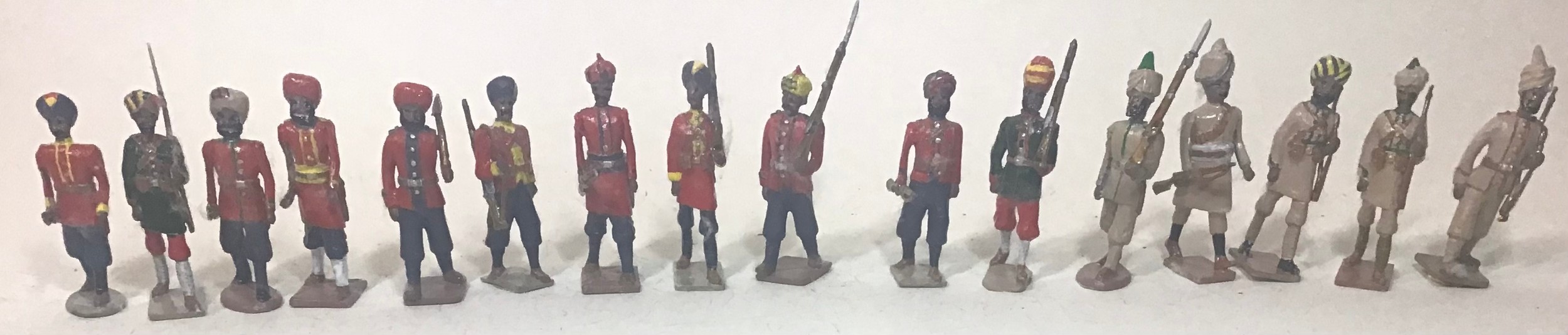 Lead soldiers Indian various regiments 1914 to include Dogras and Punjabi (16)