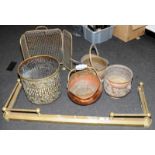 Brass Fire surround coal bucket fire guard embossed log box and copper coal scuttle