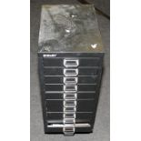Bisley 10 draw metal filing cabinet with a collection of electrical connecting switches and crimping
