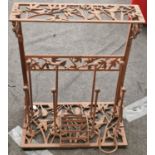 Cast iron boot and shoe rack with scrapper and decorated bird figures 80x60x35cm