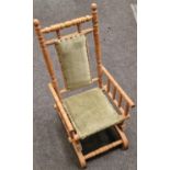 American style childs rocking chair with fabric cloth seating n 80x40x45cm