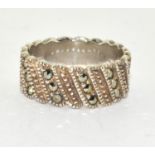 Silver marcasite full band ring Size M