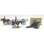 Britains Howitzer field gun, Britains horse and carriage and mounted officer.