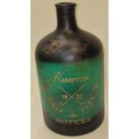 Hampton Golf Club etched green glass medicine bottle 34x20cm