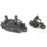 Britains German WWII motorbike gun carriage Kettenkrad with German soldiers.to include Britains