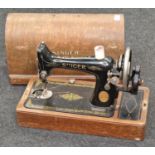 Singer hand driven sewing machine in carry case model no Y6277999