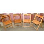 4 harlequin elm folding chairs with rail backs and slat seats 2+2 90x50x45cm